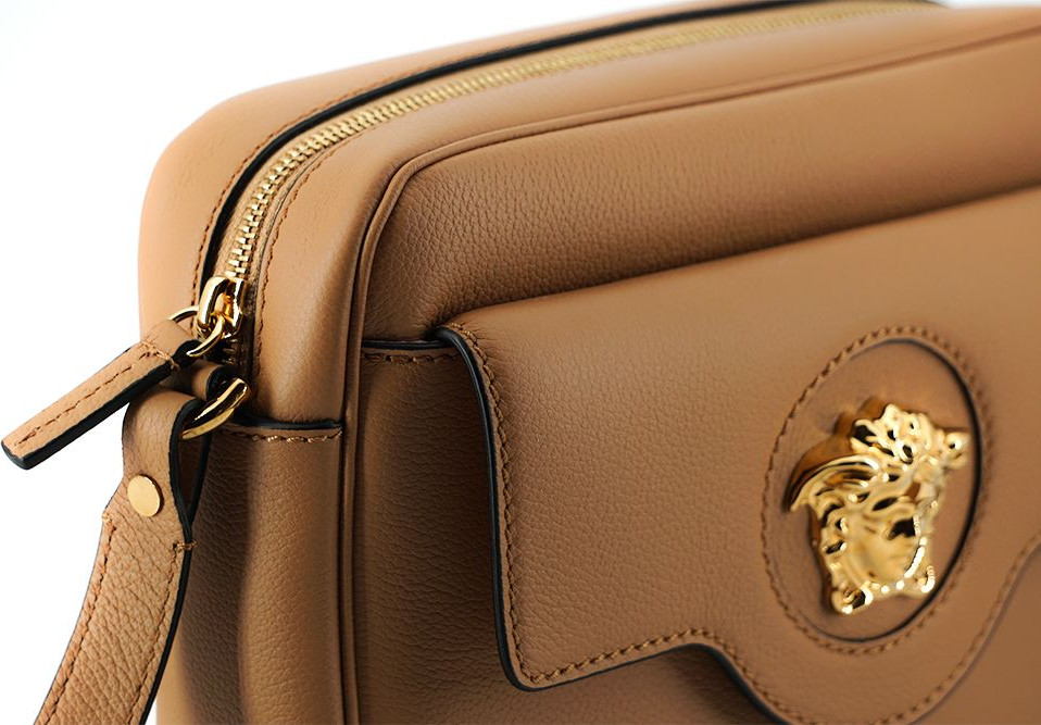 Crossbody bag Versace Elegant Brown Leather Camera Case Shoulder Bag