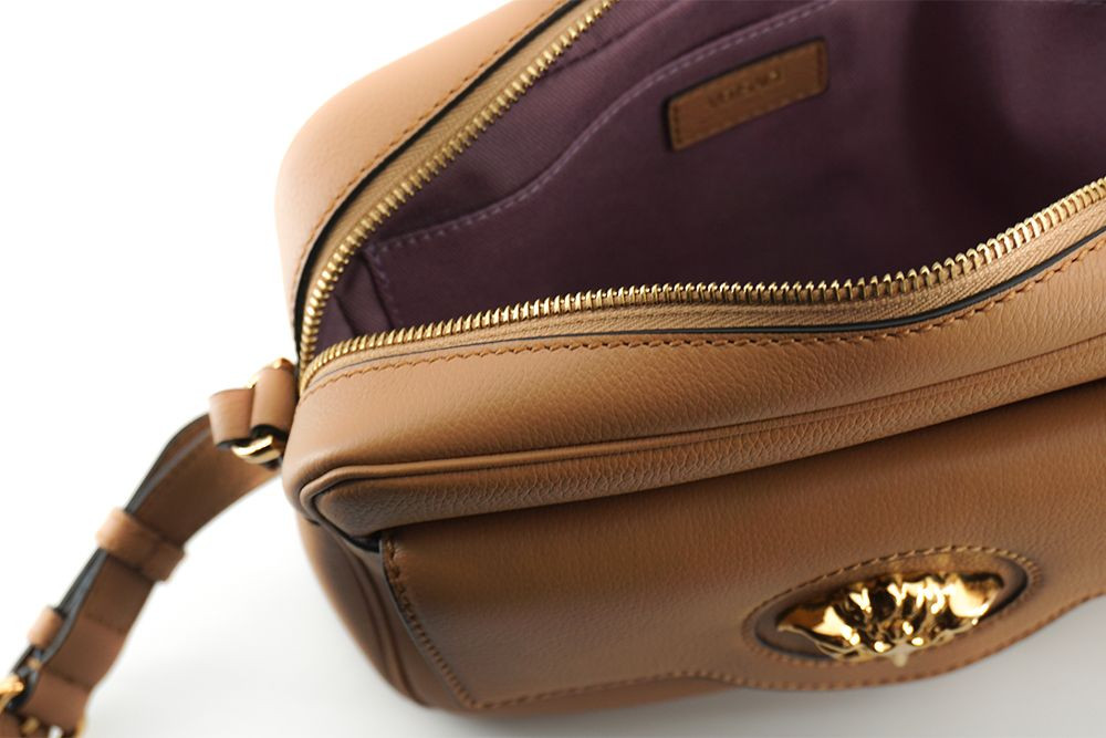 Crossbody bag Versace Elegant Brown Leather Camera Case Shoulder Bag