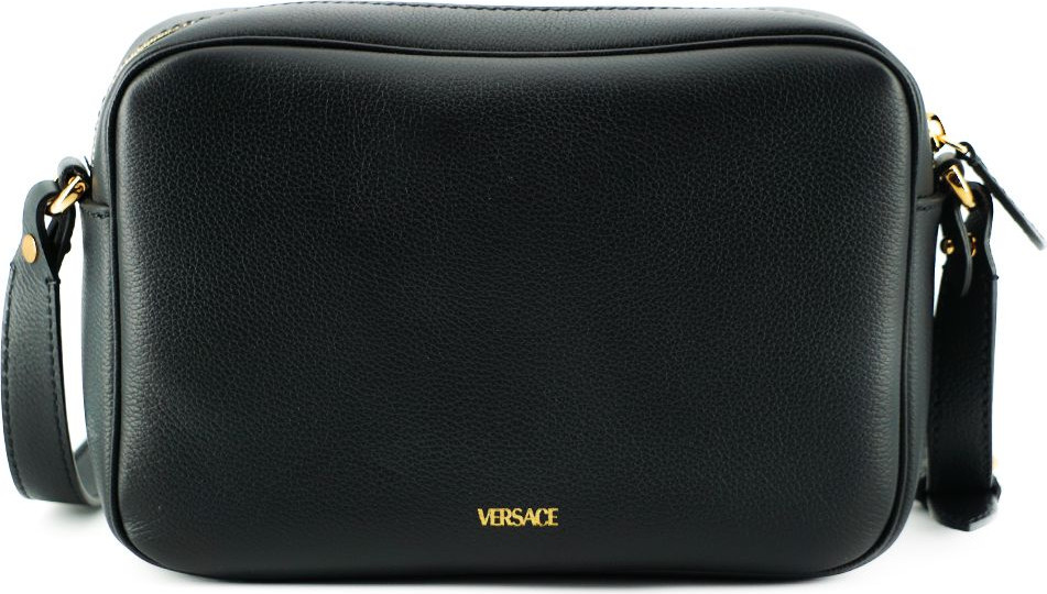 Сумка через плечо Versace Sleek Черная из телячьей кожи Camera Shoulder Bag