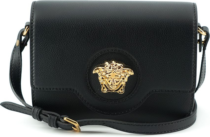 Shoulder Bag Versace Elegant Black Calf Leather