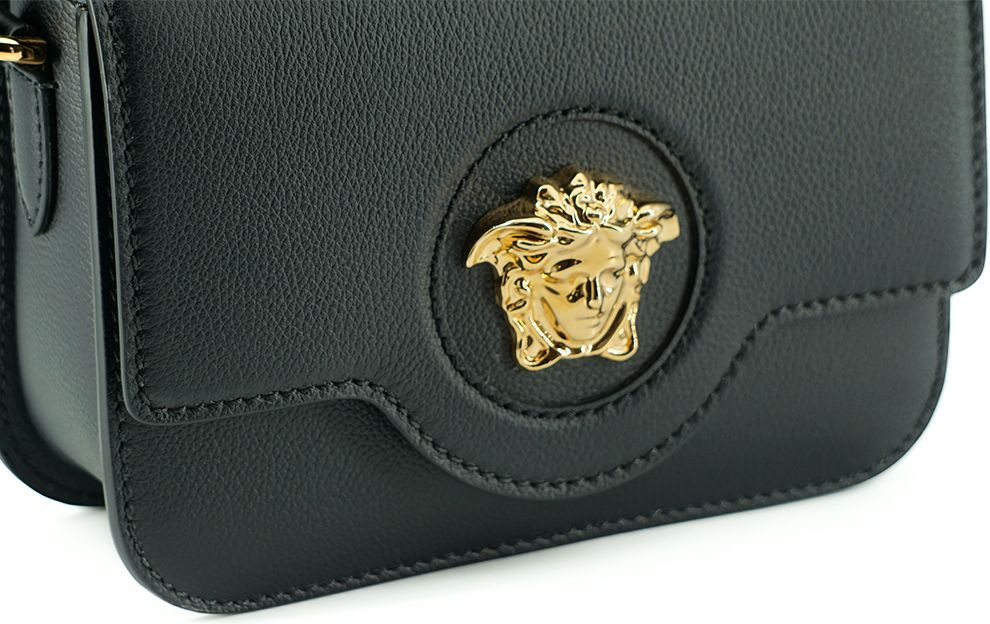Shoulder Bag Versace Elegant Black Calf Leather