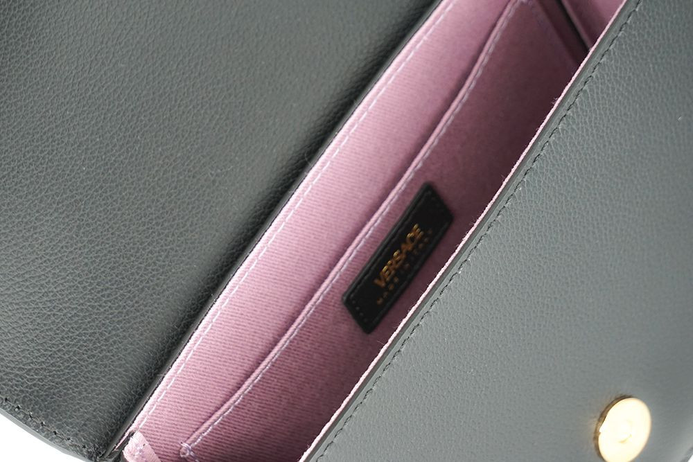 Shoulder Bag Versace Elegant Black Calf Leather