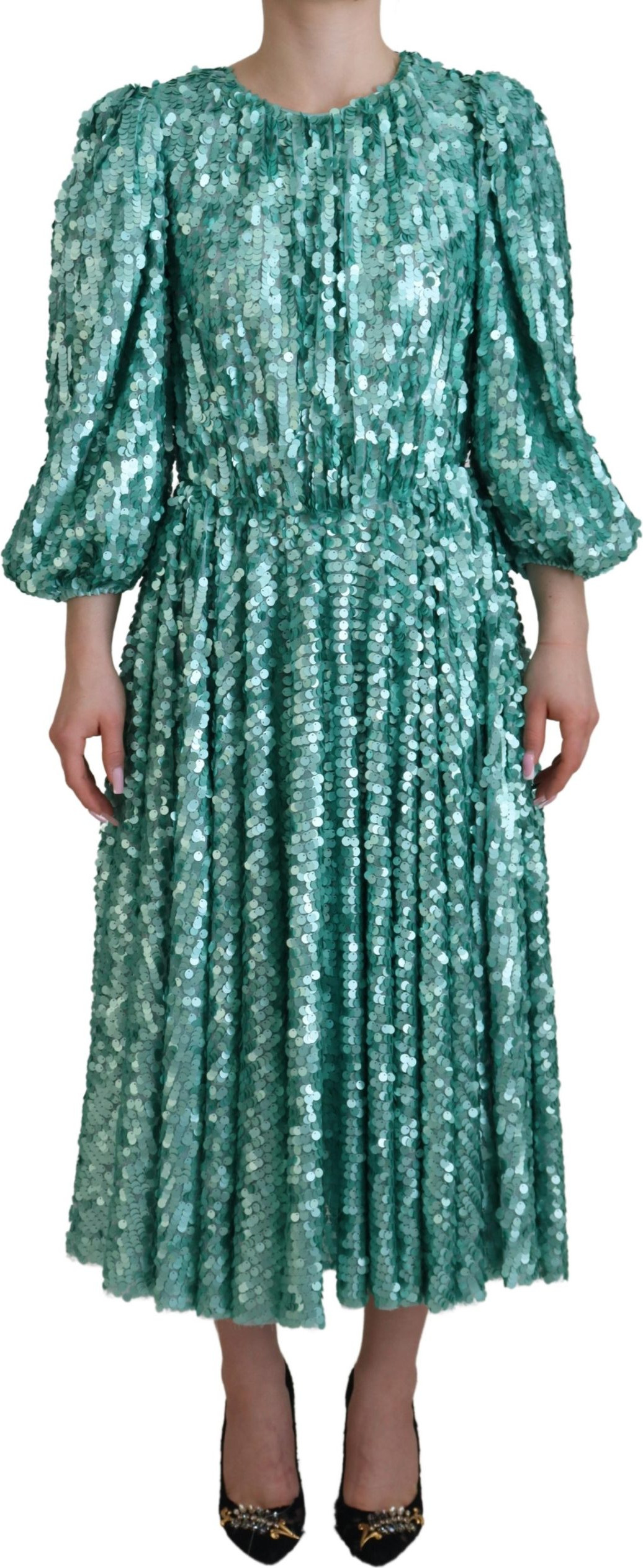Dolce & Gabbana ko'k rangli payyetkali plisali midi ko'ylagi