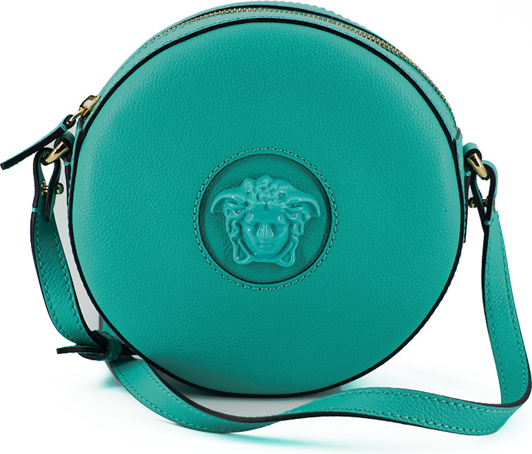 Shoulder Bag Versace Elegant Mint Green Calf Leather Round Shoulder Bag