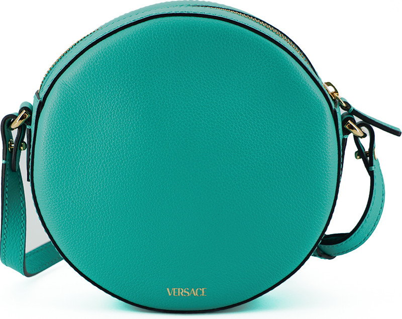 Shoulder Bag Versace Elegant Mint Green Calf Leather Round Shoulder Bag