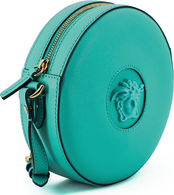 Shoulder Bag Versace Elegant Mint Green Calf Leather Round Shoulder Bag