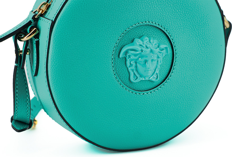 Shoulder Bag Versace Elegant Mint Green Calf Leather Round Shoulder Bag