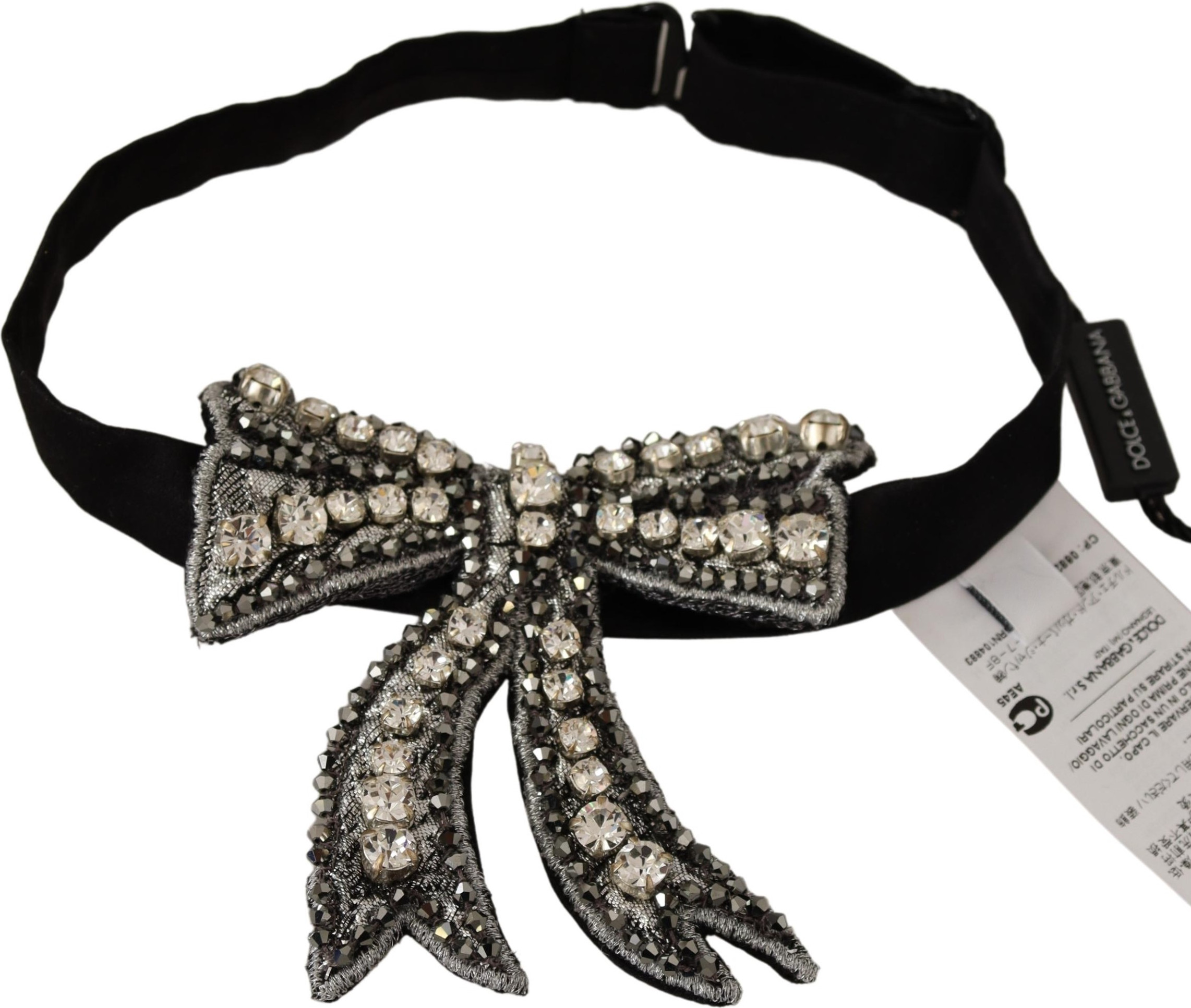 Accessory Dolce & Gabbana Elegant Silver & Crystal Bowtie