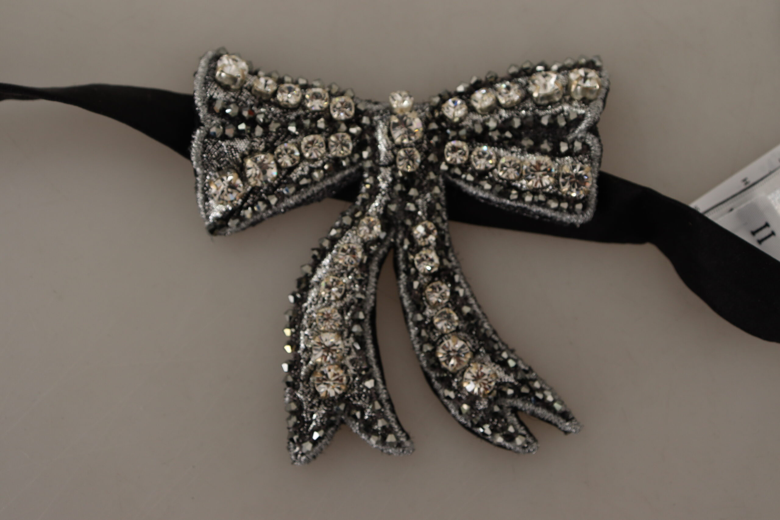Accessory Dolce & Gabbana Elegant Silver & Crystal Bowtie