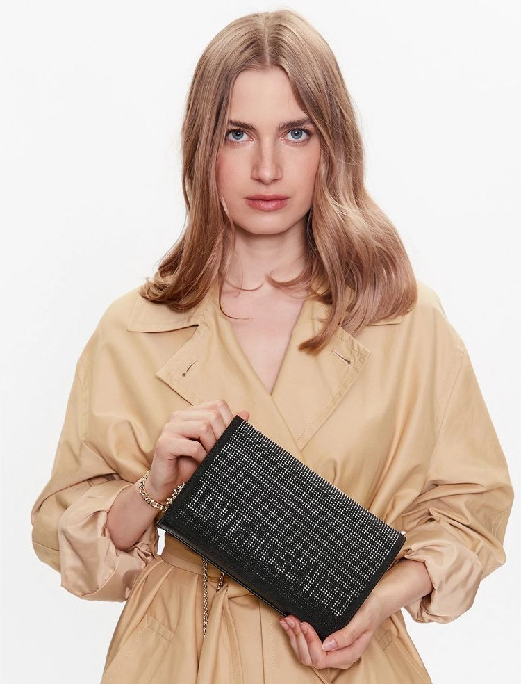 Shoulder Bag LOVE MOSCHINO Chic Rhinestone Embellished