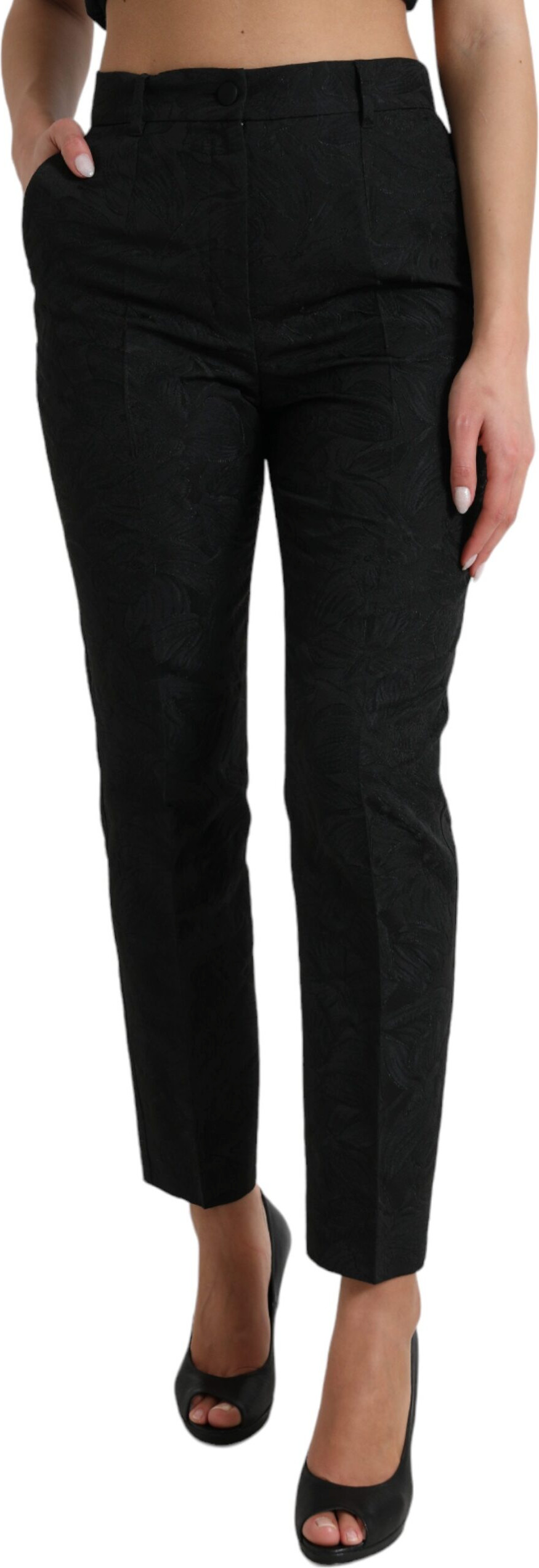 Qora Poliester Yuqori Bel Tapered Shim Dolce & Gabbana