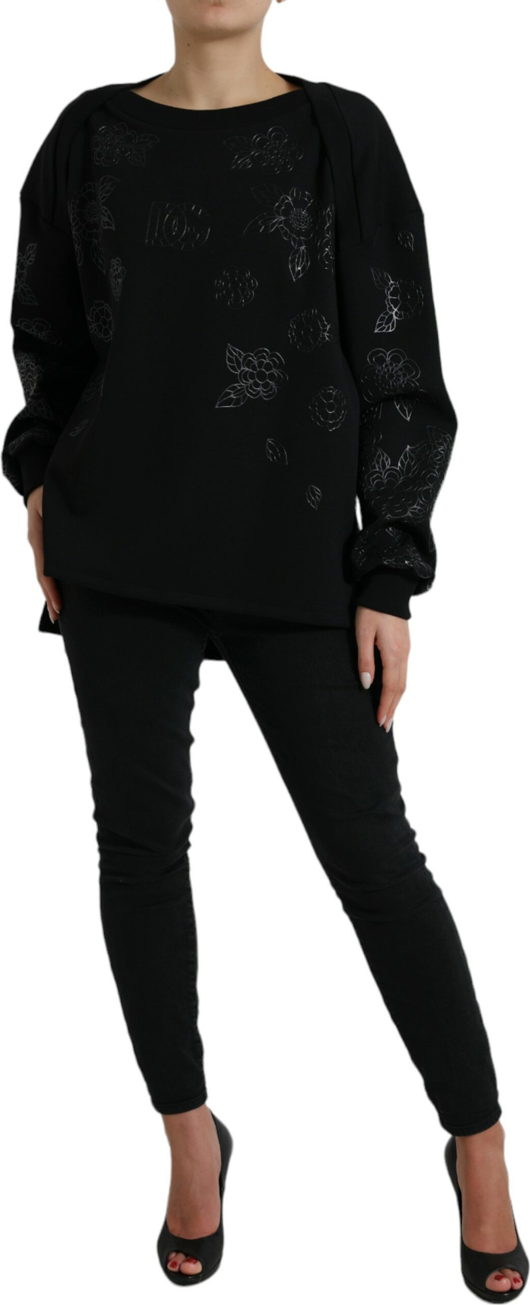 Dolce & Gabbana Black Pullover Gulli Logotipi Bilan Applique Sviter