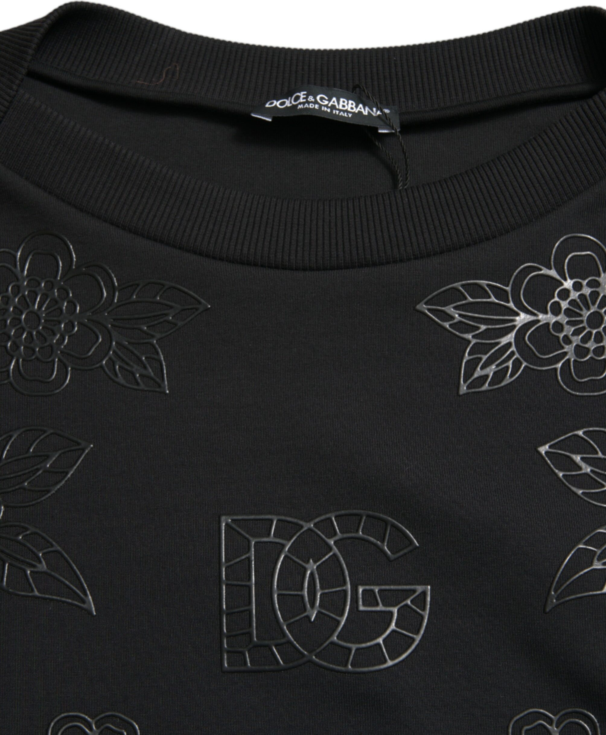 Dolce & Gabbana Black Pullover Gulli Logotipi Bilan Applique Sviter