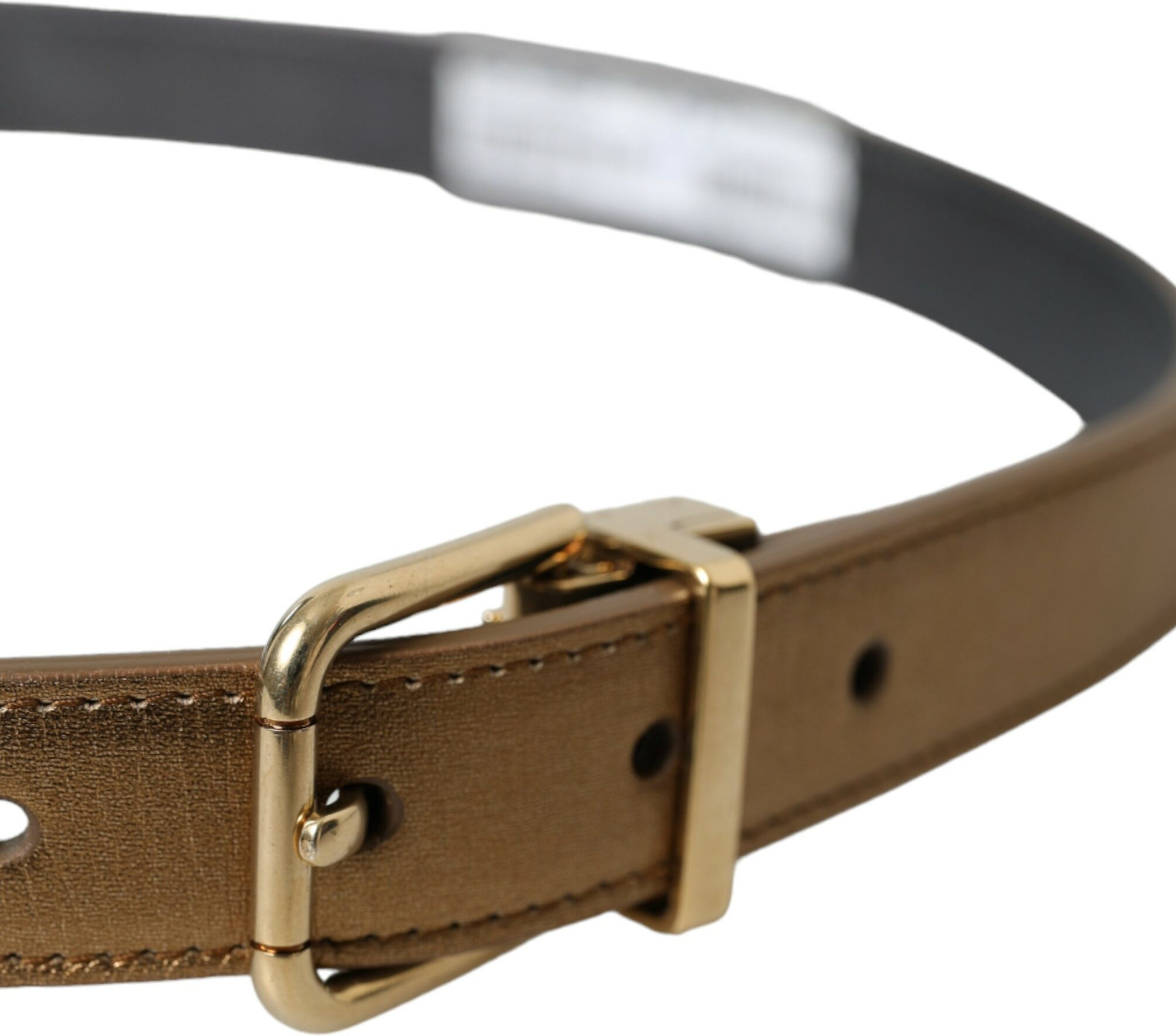 Belt Dolce & Gabbana Metallic Gold Calf Leather Metal Buckle