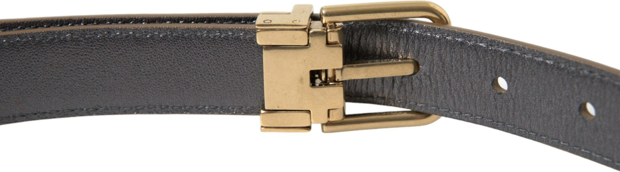 Belt Dolce & Gabbana Metallic Gold Calf Leather Metal Buckle