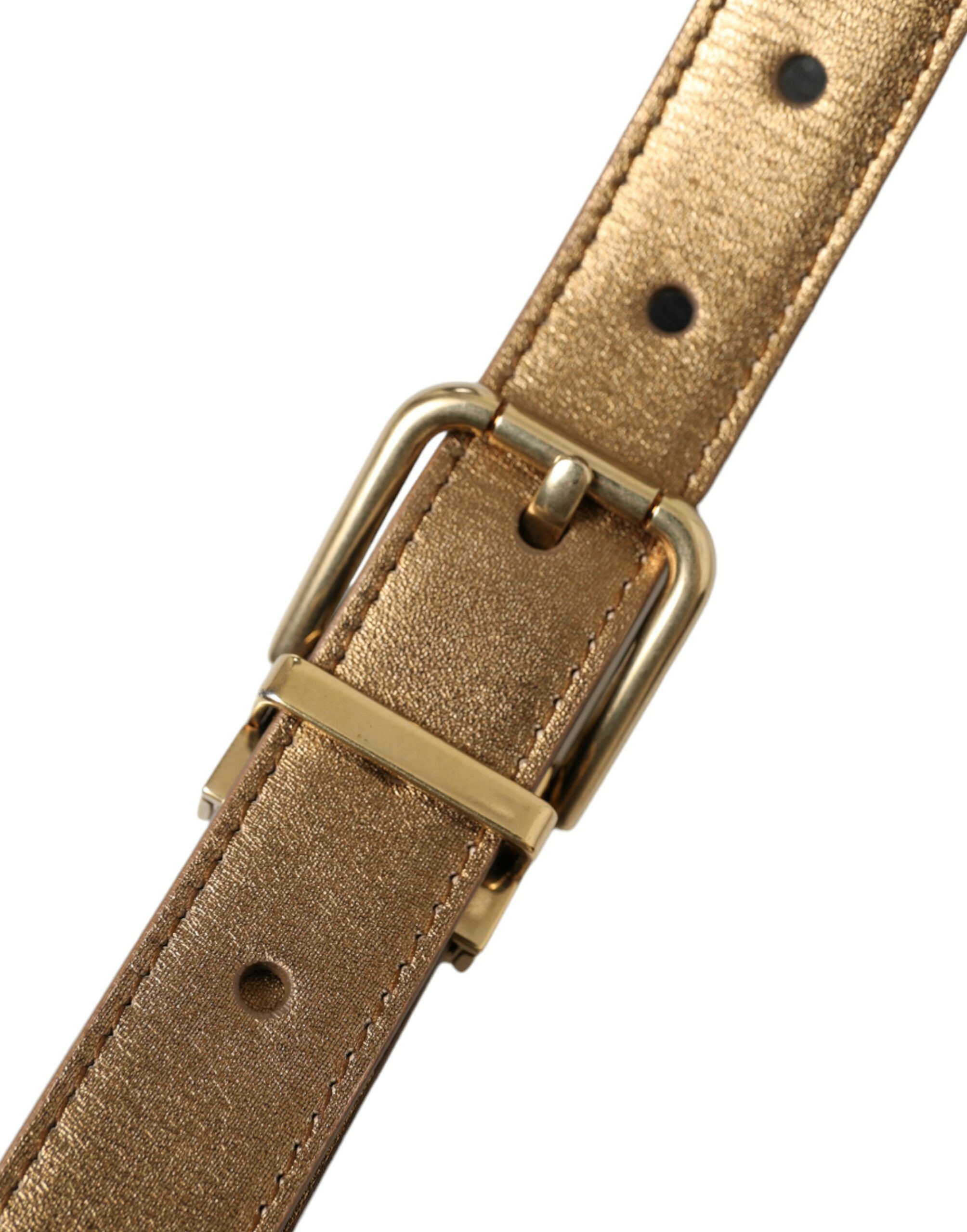 Belt Dolce & Gabbana Metallic Gold Calf Leather Metal Buckle