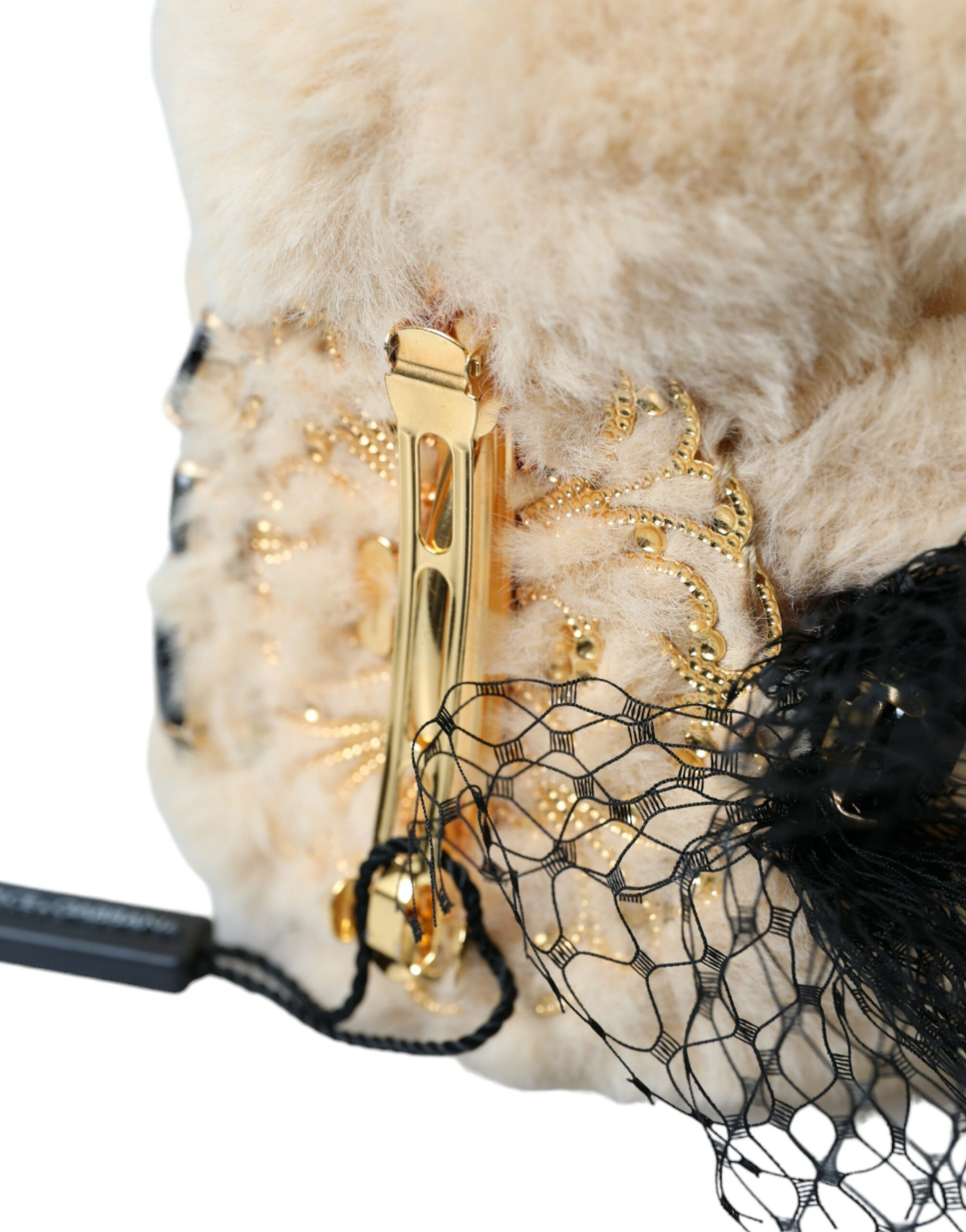 Soch uchun qisqich "Dolce & Gabbana" Bej "Teddy Bear" Mesh To'rli Lentasi