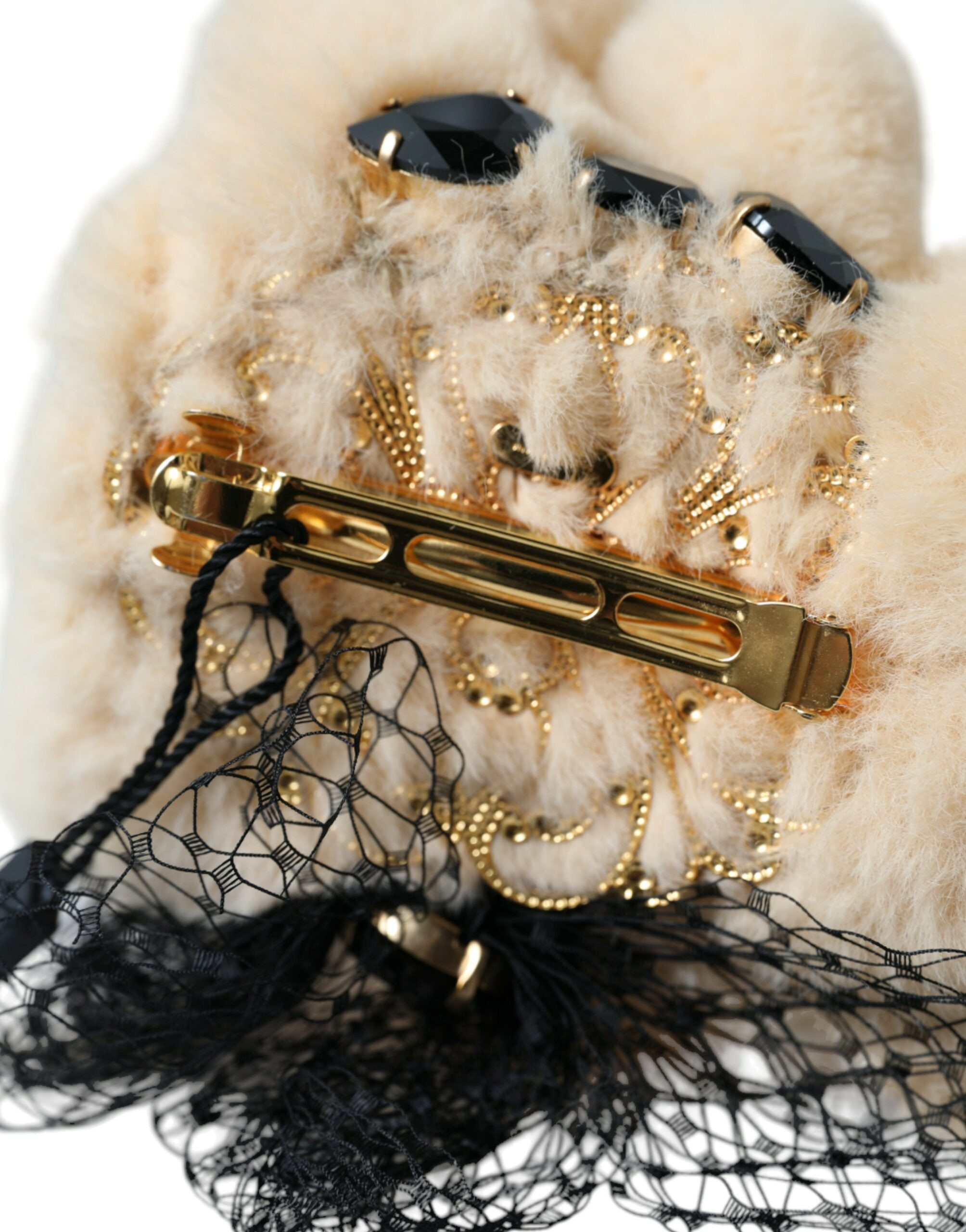 Soch uchun qisqich "Dolce & Gabbana" Bej "Teddy Bear" Mesh To'rli Lentasi