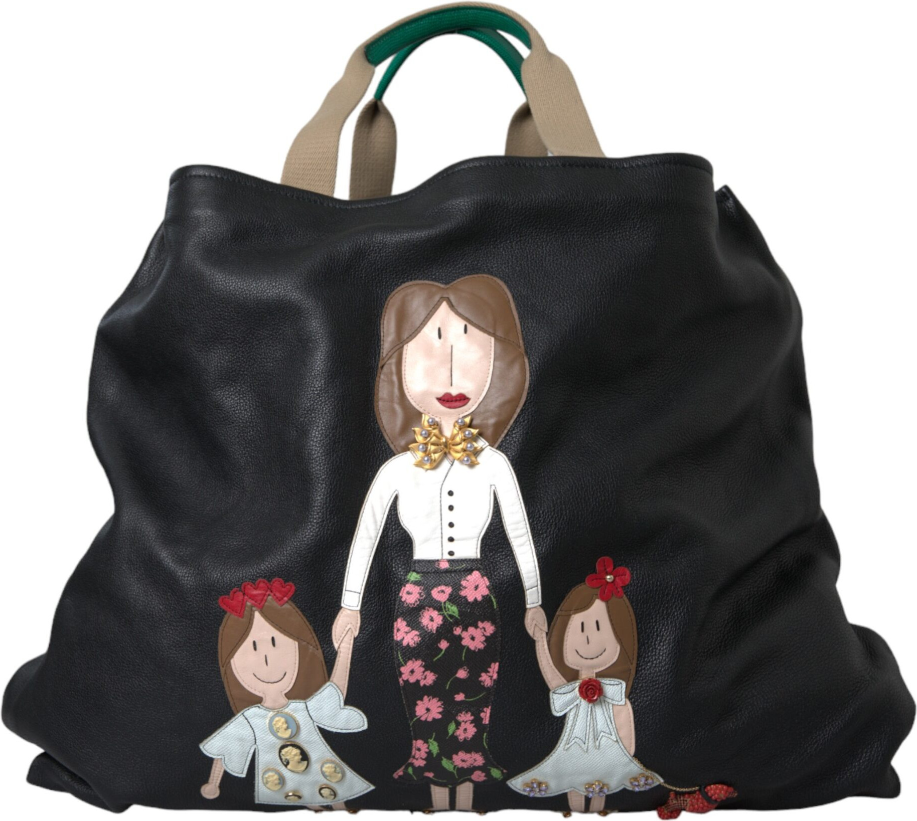 Tote Bag Dolce & Gabbana Black Leather #DGFamily Patch Shopping Tote Bag