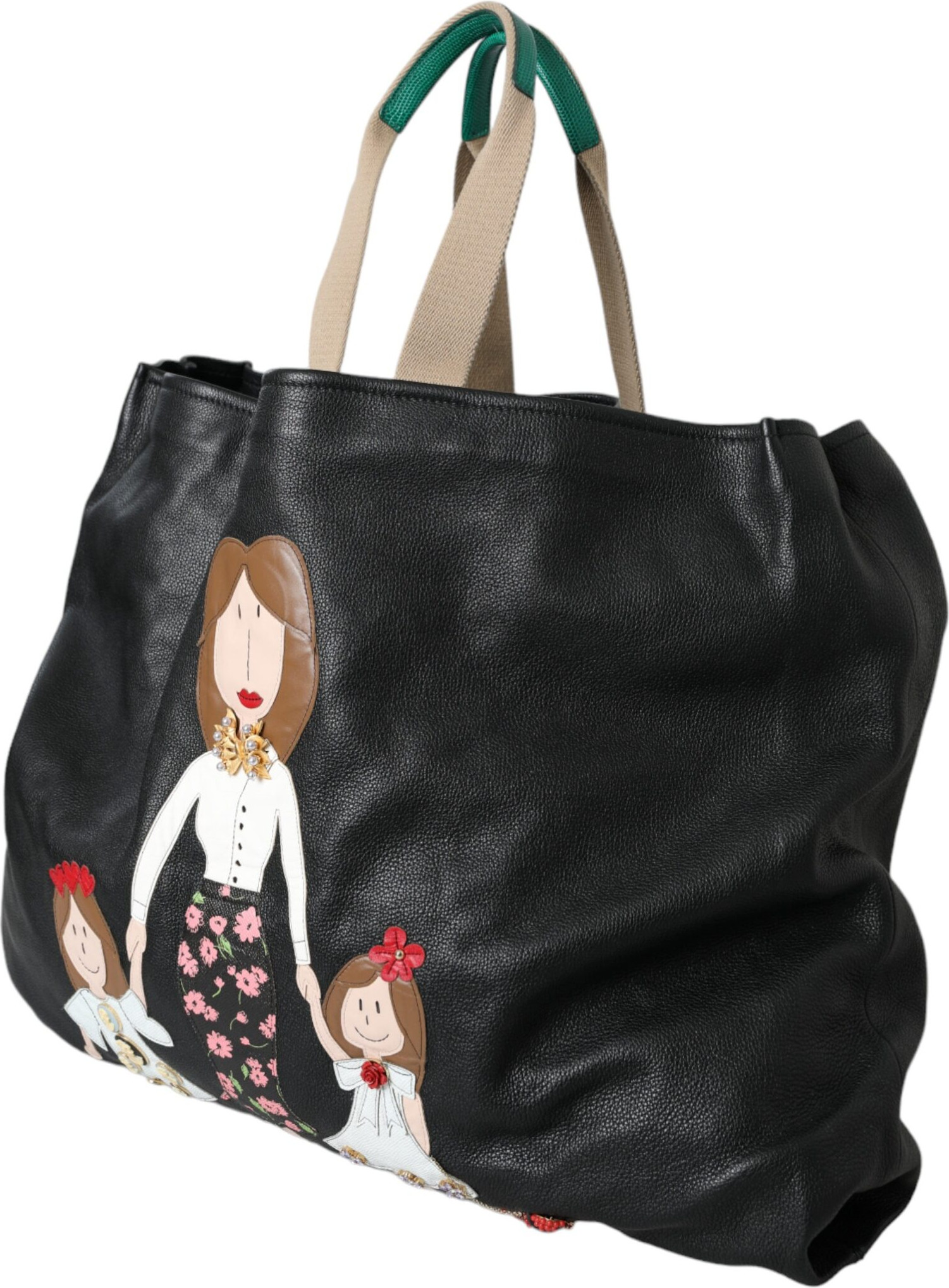 Tote Bag Dolce & Gabbana Black Leather #DGFamily Patch Shopping Tote Bag