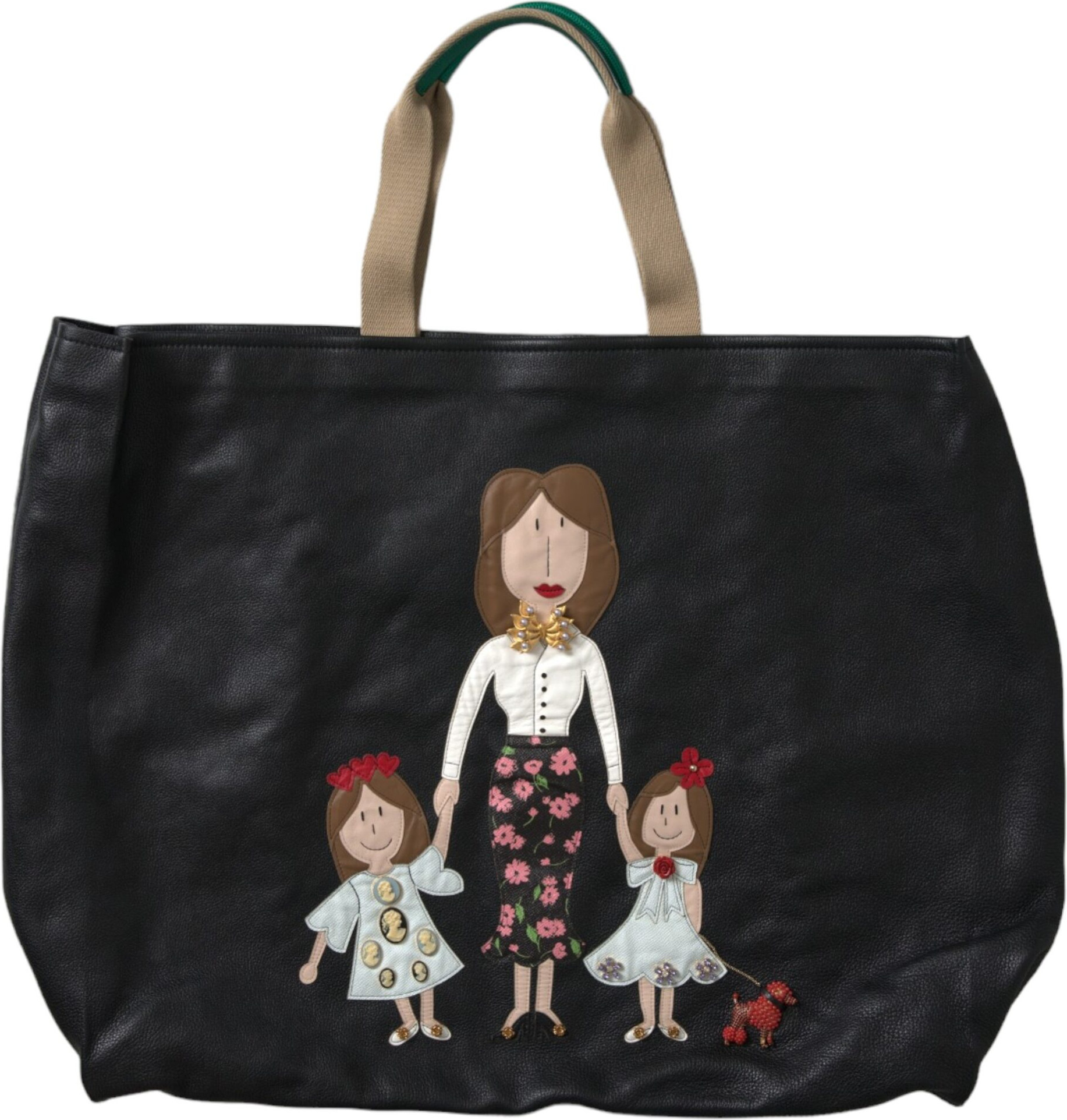Tote Bag Dolce & Gabbana Black Leather #DGFamily Patch Shopping Tote Bag