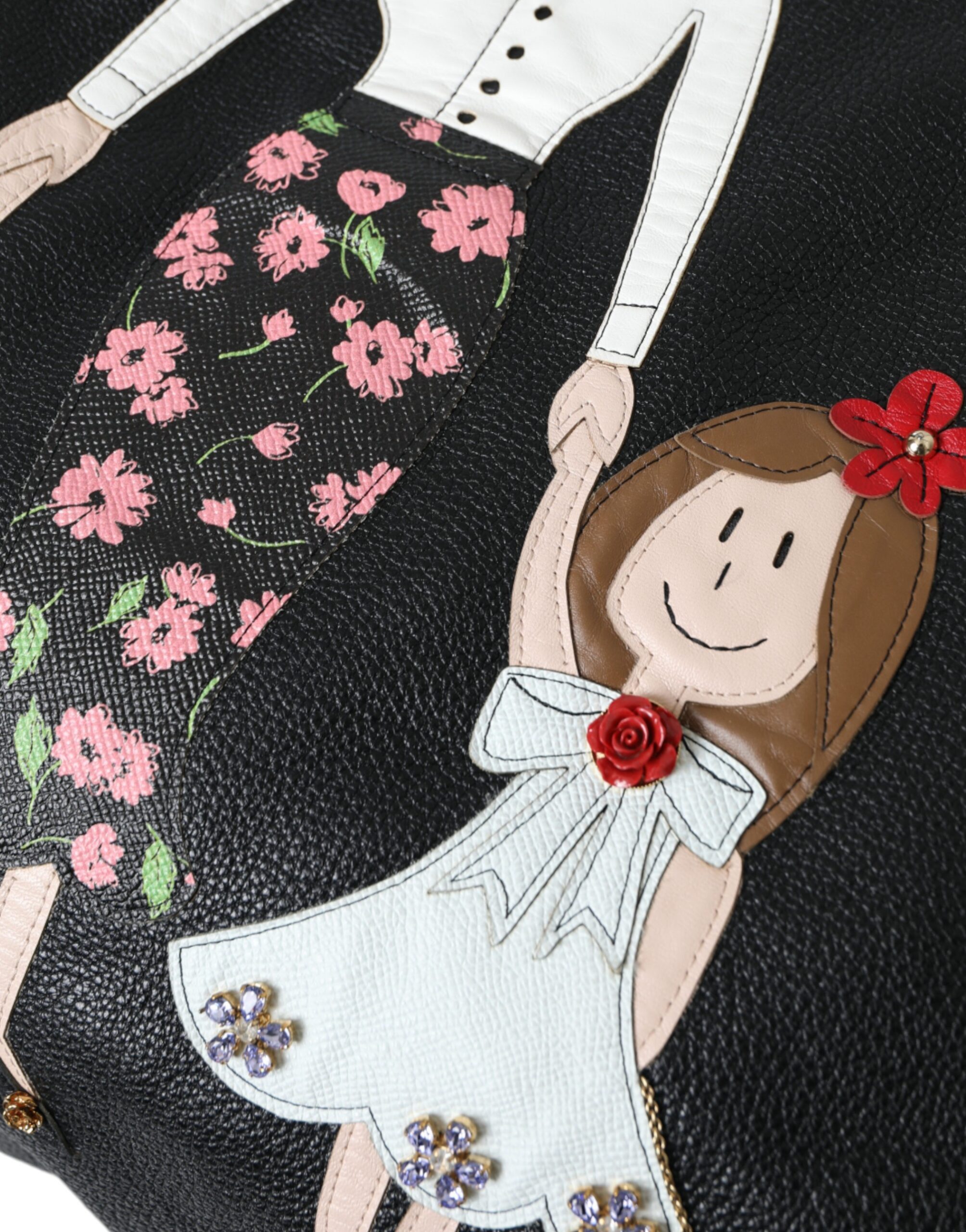 Tote Bag Dolce & Gabbana Black Leather #DGFamily Patch Shopping Tote Bag