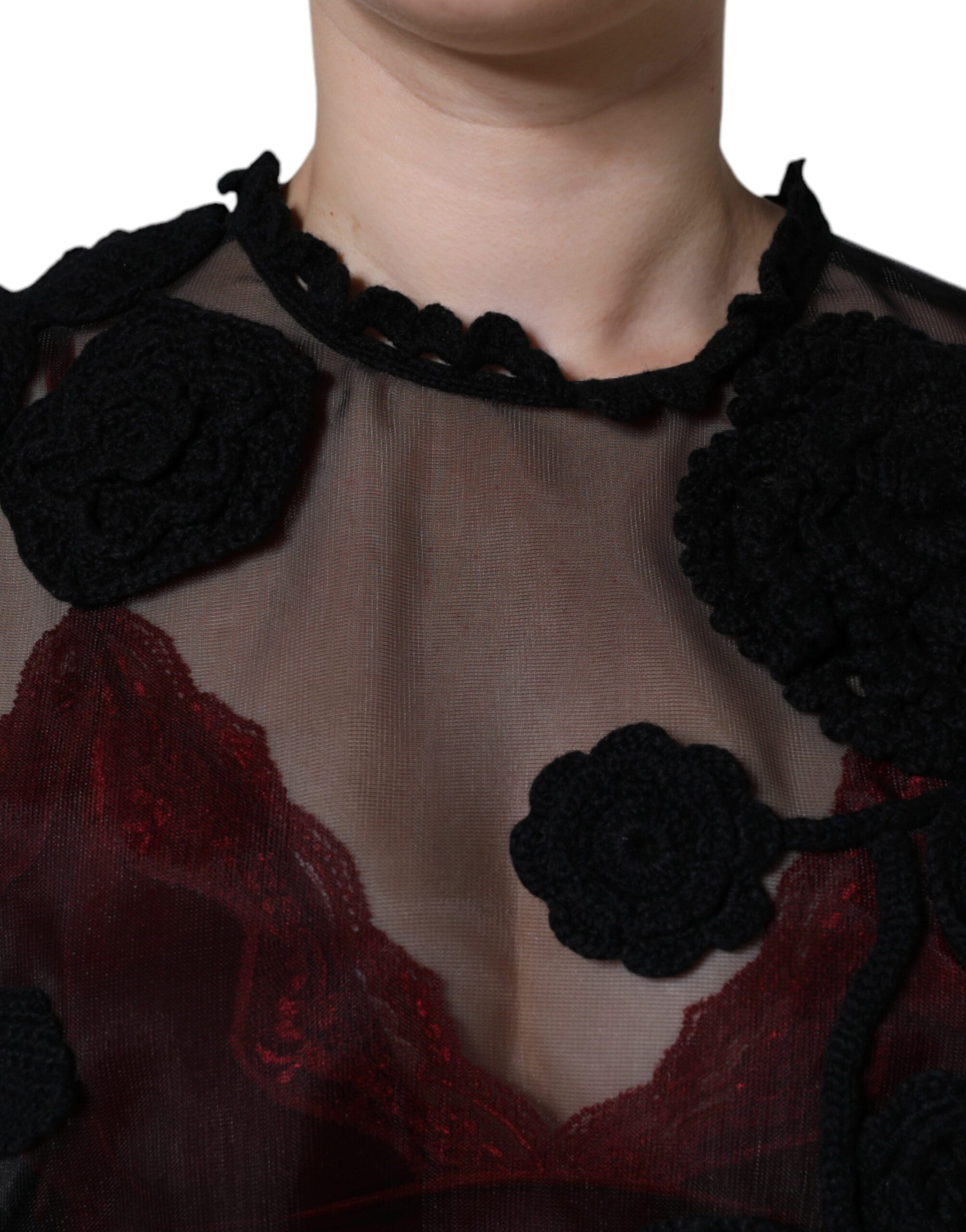 Dolce & Gabbana dan qora ipakli gulli shaffof bluzka