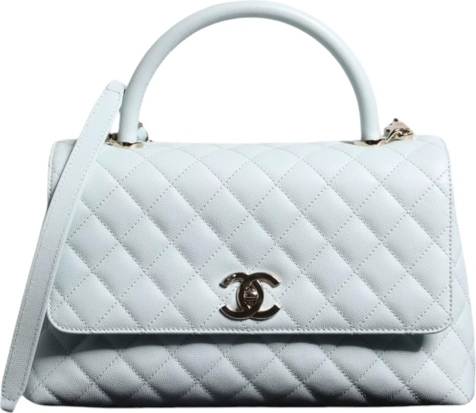 Сумка через плечо Chanel Blue с клапаном и верхней ручкой Medium Robin Egg Coco Handle Bag