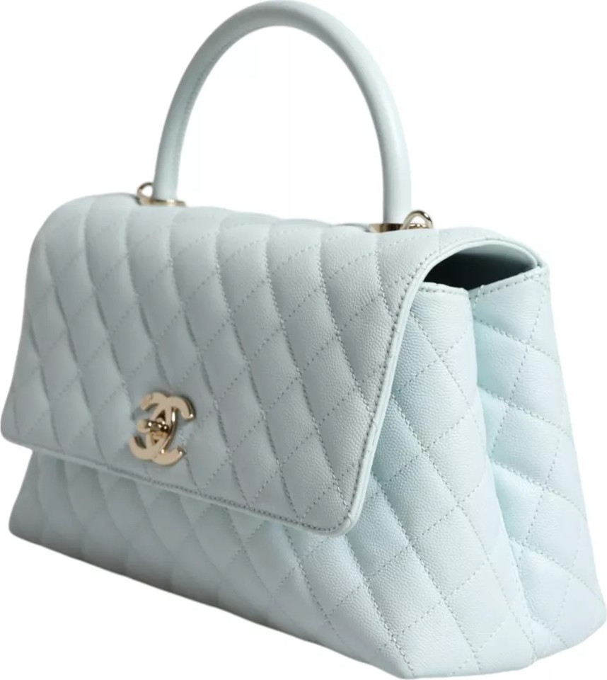 Сумка через плечо Chanel Blue с клапаном и верхней ручкой Medium Robin Egg Coco Handle Bag