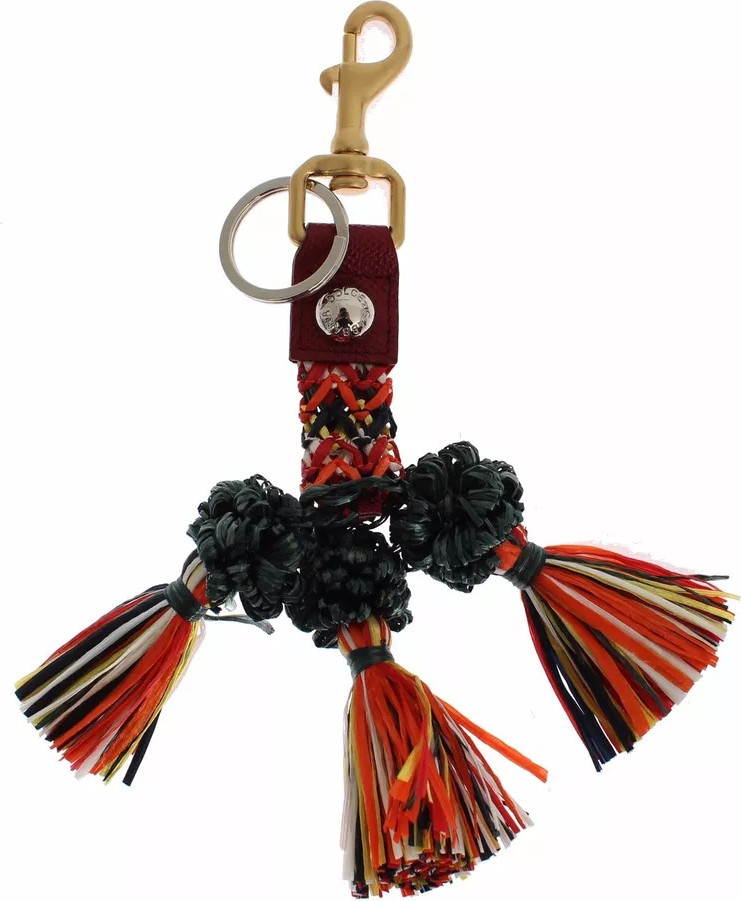 Keyring Dolce & Gabbana Multicolor Raffia Leather Clasp Finder Chain