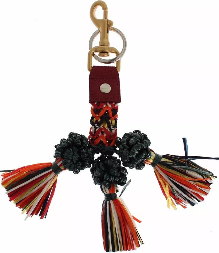 Keyring Dolce & Gabbana Multicolor Raffia Leather Clasp Finder Chain