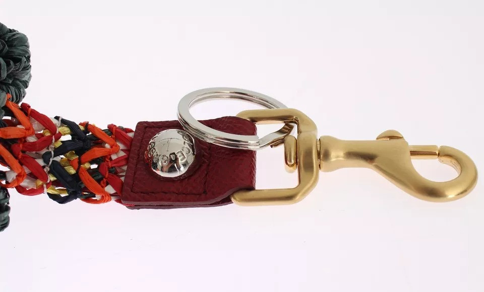 Keyring Dolce & Gabbana Multicolor Raffia Leather Clasp Finder Chain