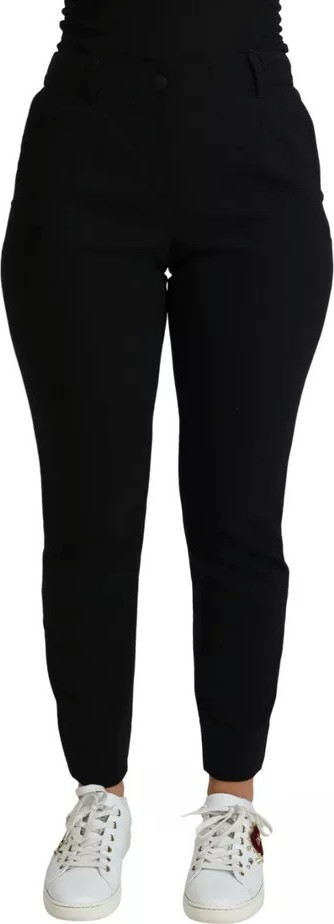 Black Virgin Wool Stretch Skinny Pants Dolce & Gabbana