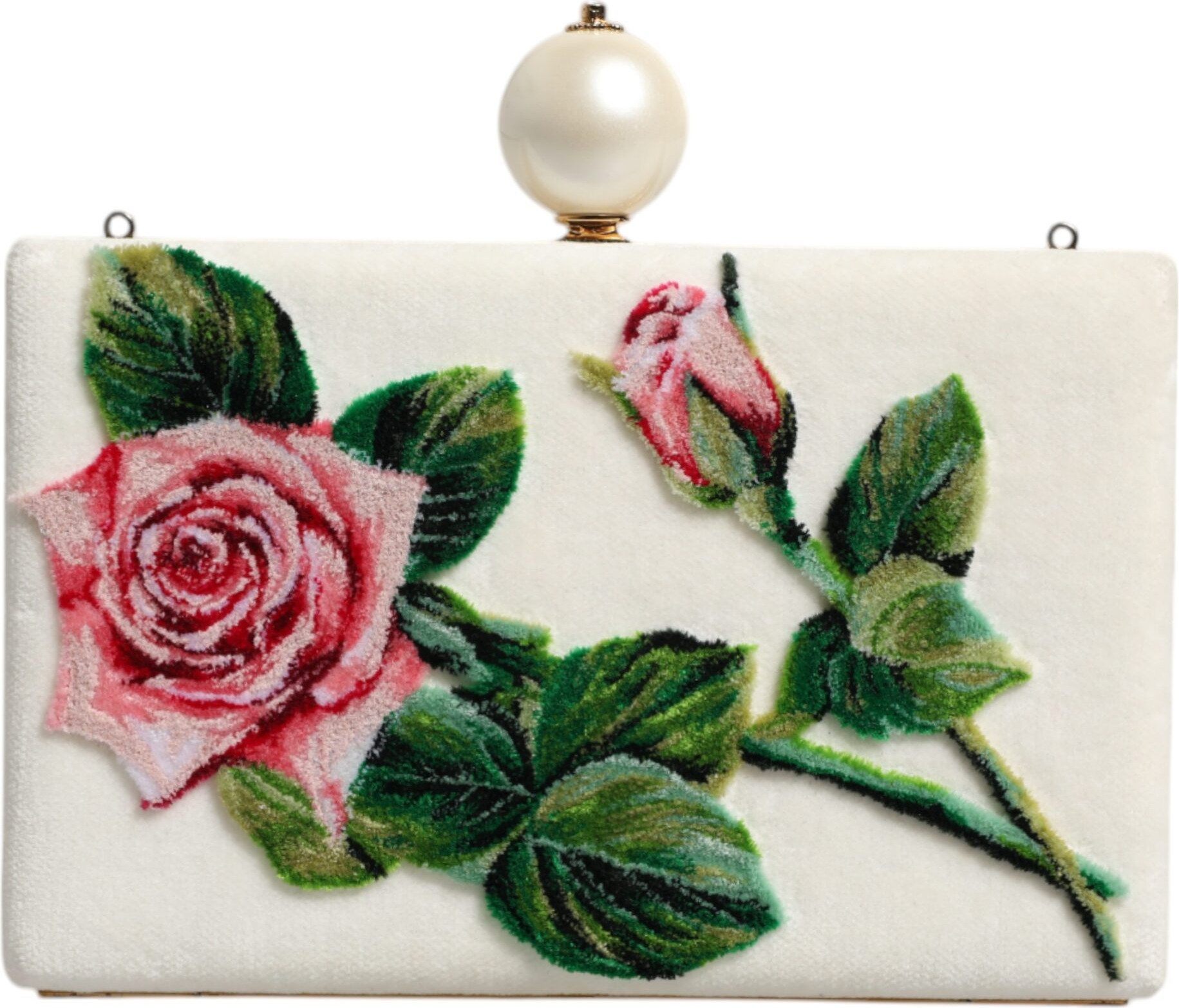 Наплечная сумка Dolce & Gabbana с цветочным узором «Белая роза», модель Microbag