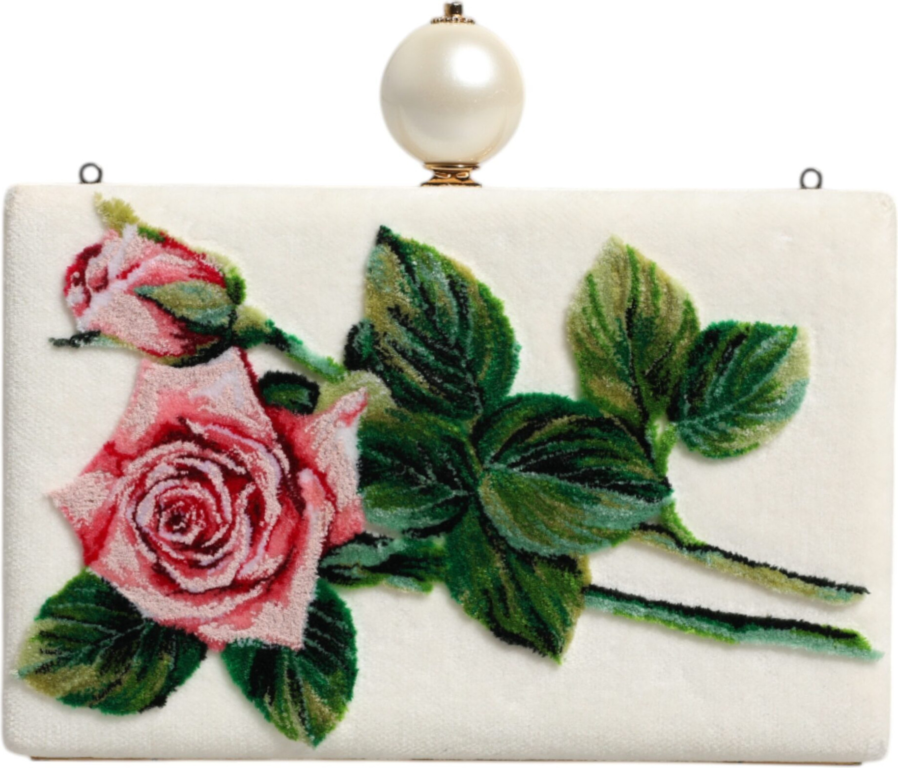 Наплечная сумка Dolce & Gabbana с цветочным узором «Белая роза», модель Microbag