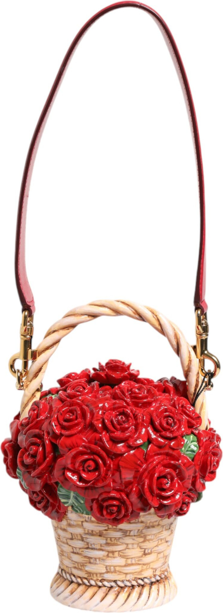 Sumka Dolce & Gabbana Beyj Qizil Gullar Savat