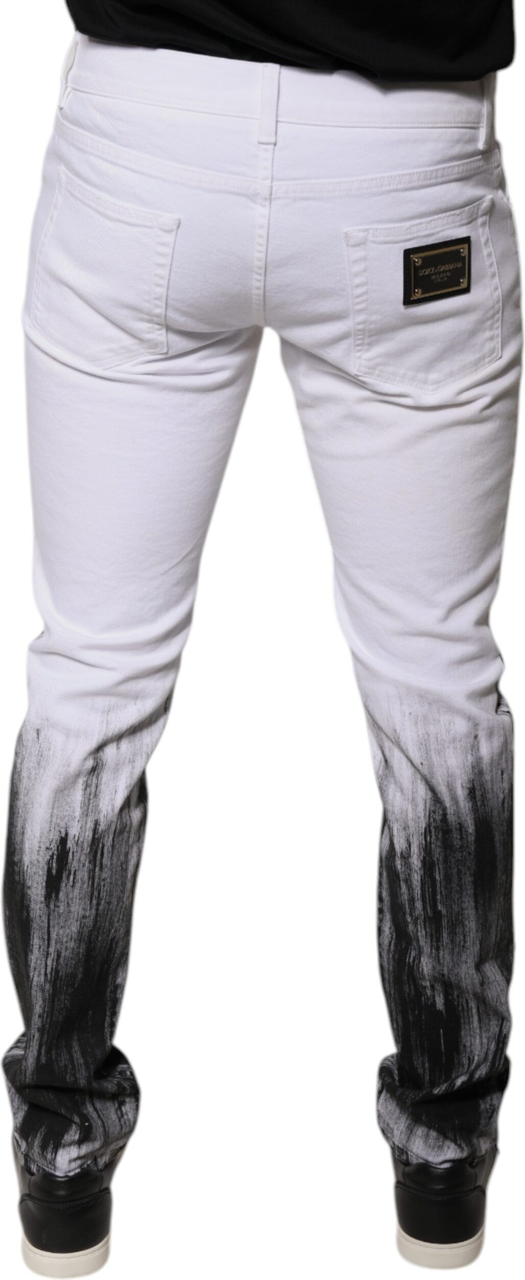 Black White Logo Cotton Skinny Denim Jeans Dolce & Gabbana