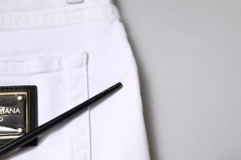Black White Logo Cotton Skinny Denim Jeans Dolce & Gabbana