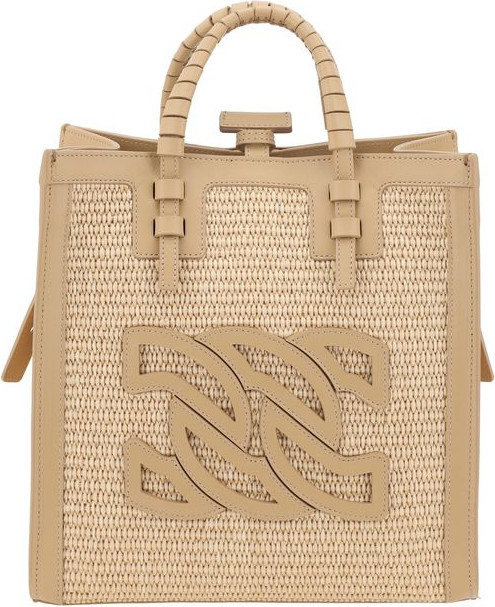 Handbag Casadei Raffia