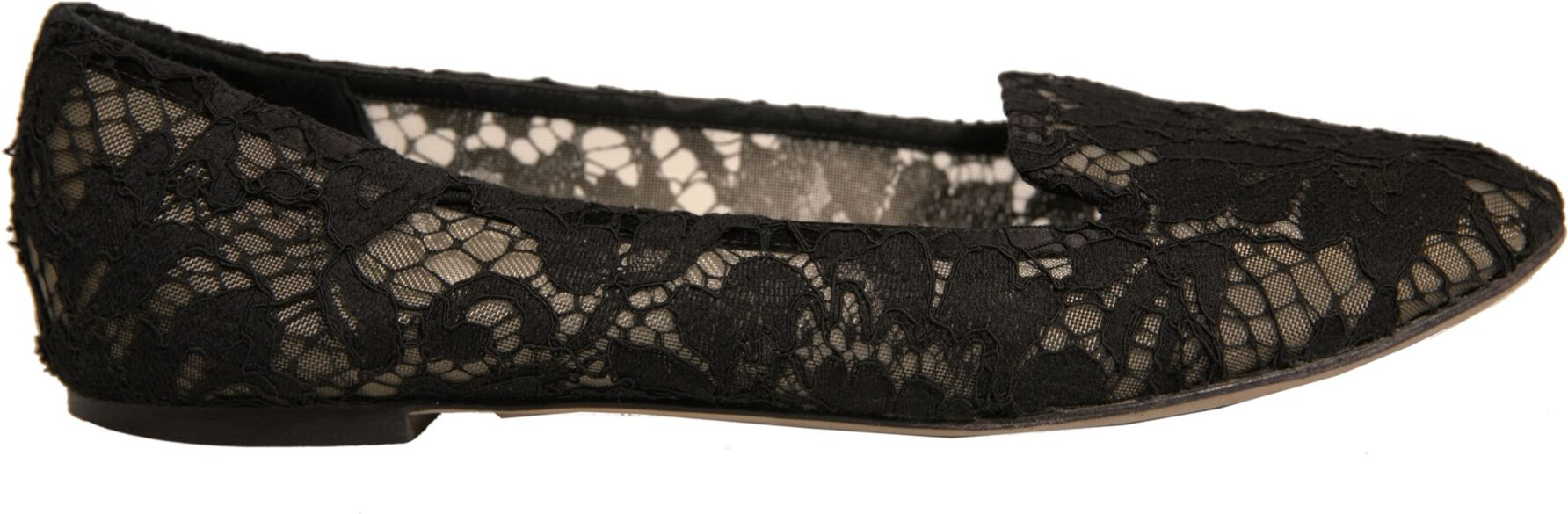 Dolce & Gabbana Black Taormina Lace Slip On tek qadam poyabzal
