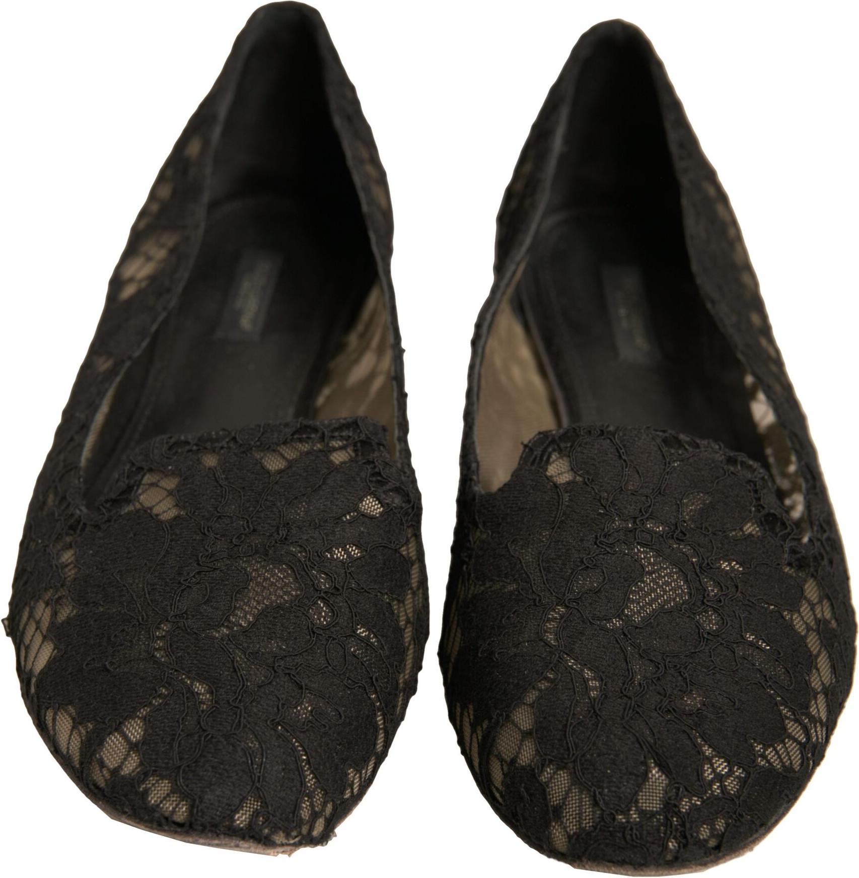 Dolce & Gabbana Black Taormina Lace Slip On tek qadam poyabzal