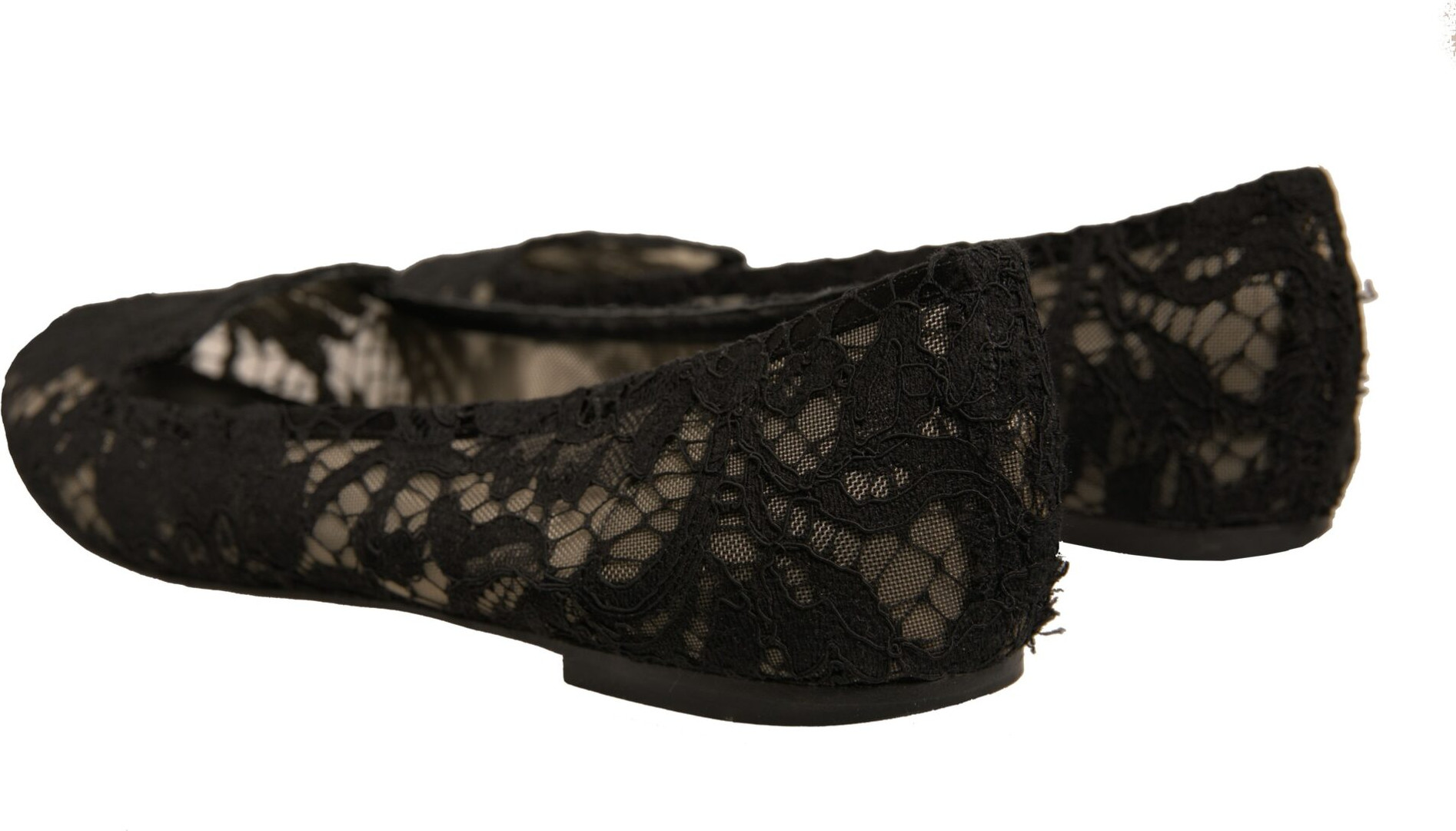 Dolce & Gabbana Black Taormina Lace Slip On tek qadam poyabzal