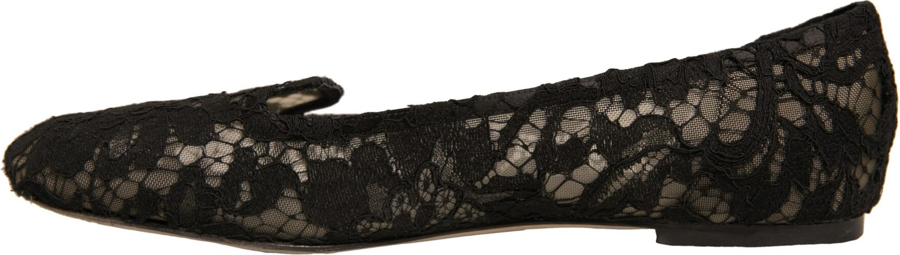 Dolce & Gabbana Black Taormina Lace Slip On tek qadam poyabzal