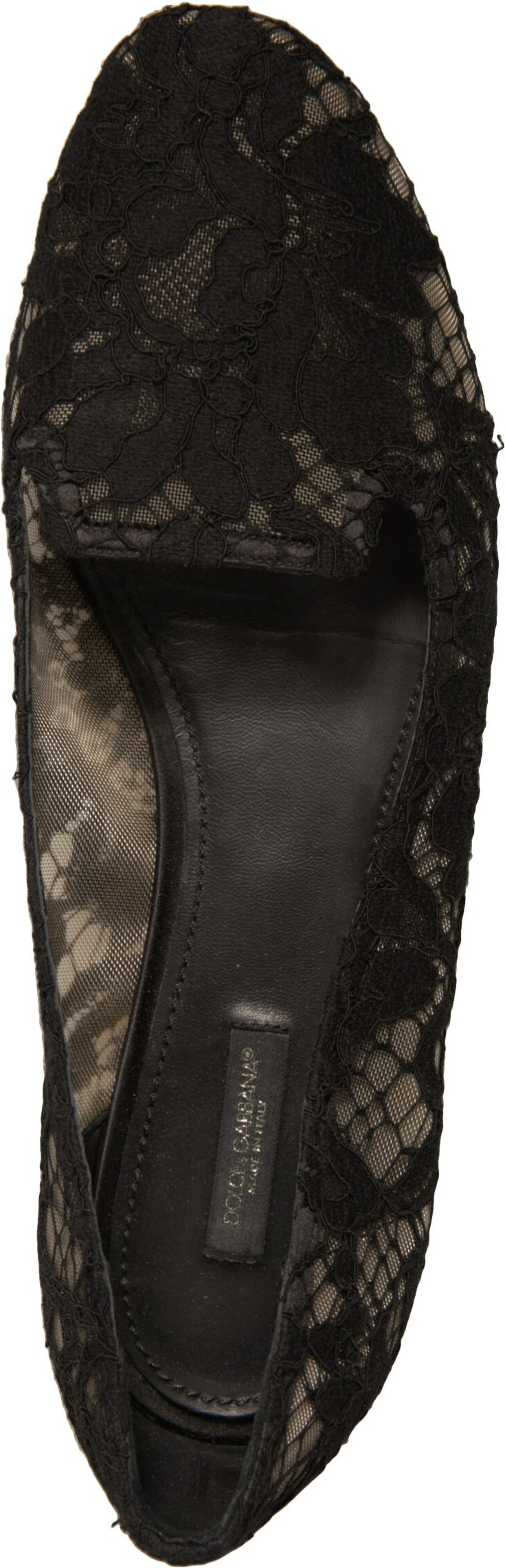 Dolce & Gabbana Black Taormina Lace Slip On tek qadam poyabzal