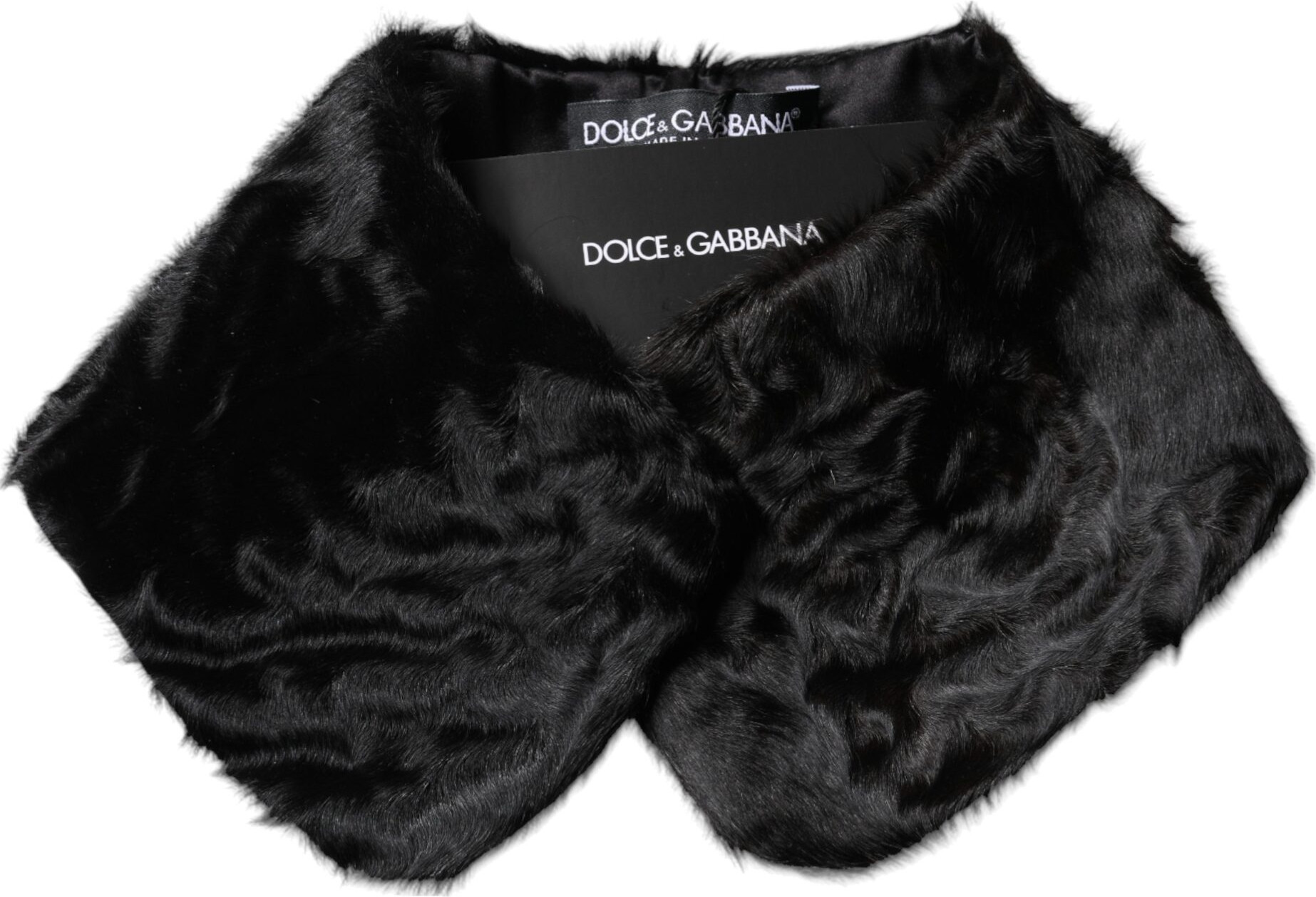 Schal Dolce & Gabbana Kragen aus schwarzem Lammfell Nackenwärmer