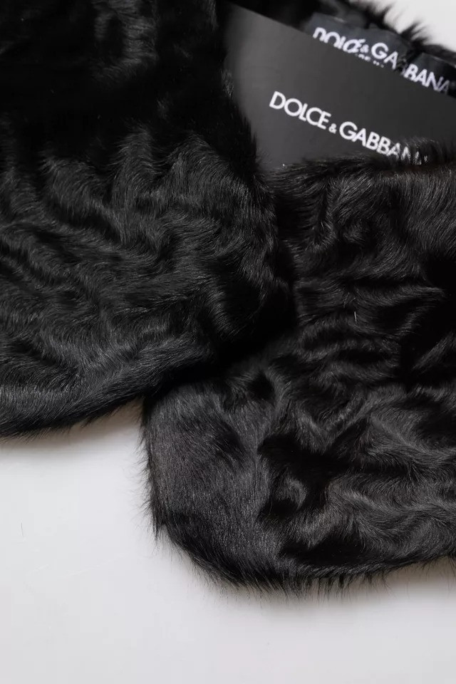 Schal Dolce & Gabbana Kragen aus schwarzem Lammfell Nackenwärmer