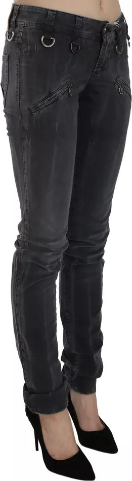 Grey Washed Low Waist Zipper Side Skinny Denim Jeans John Galliano