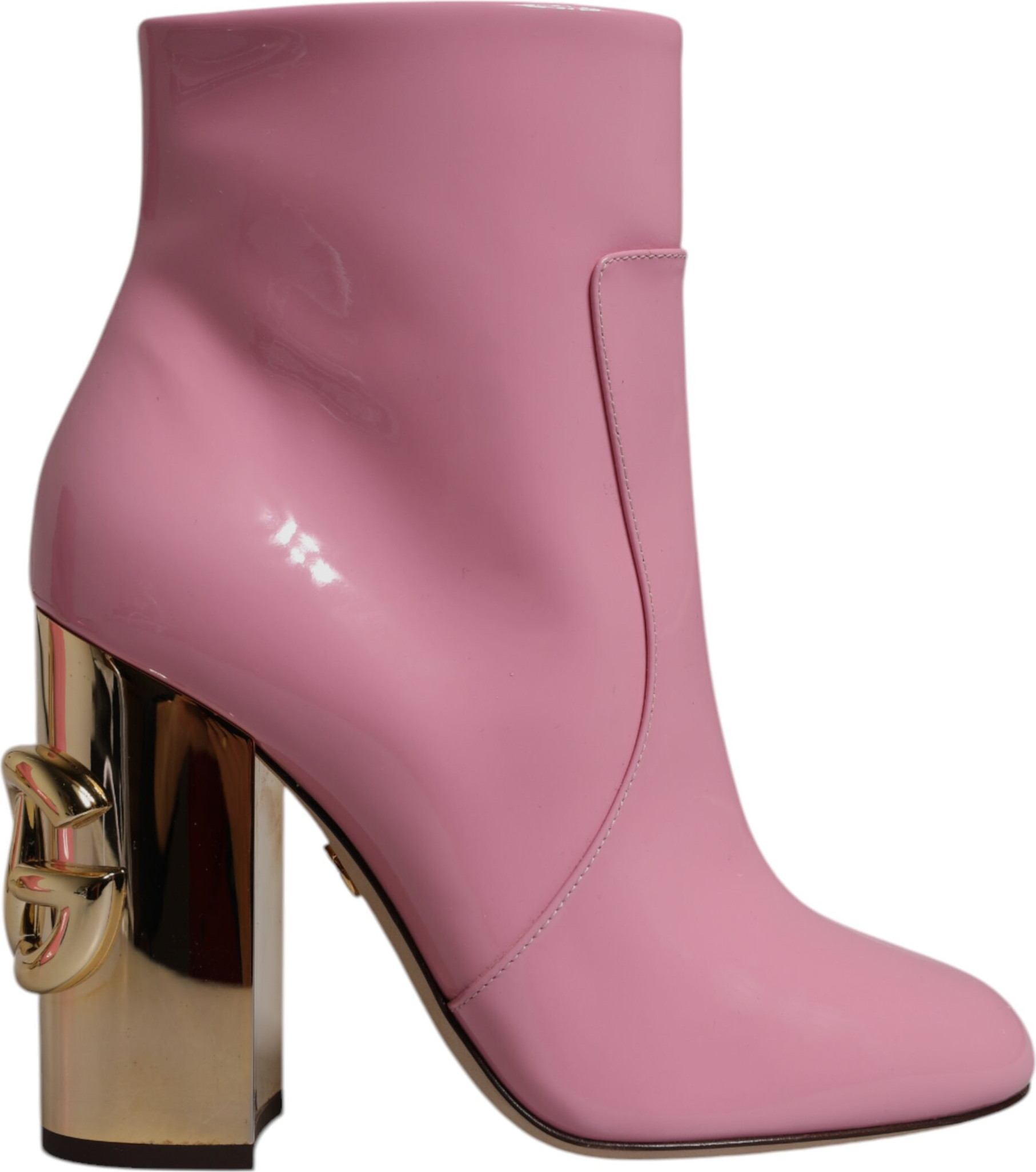 Pink Patent Leather Heel Mid Calf Boots Shoes Dolce & Gabbana