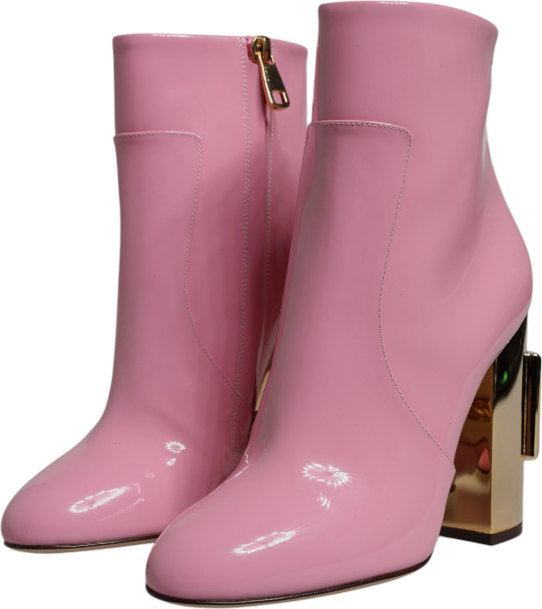Pink Patent Leather Heel Mid Calf Boots Shoes Dolce & Gabbana
