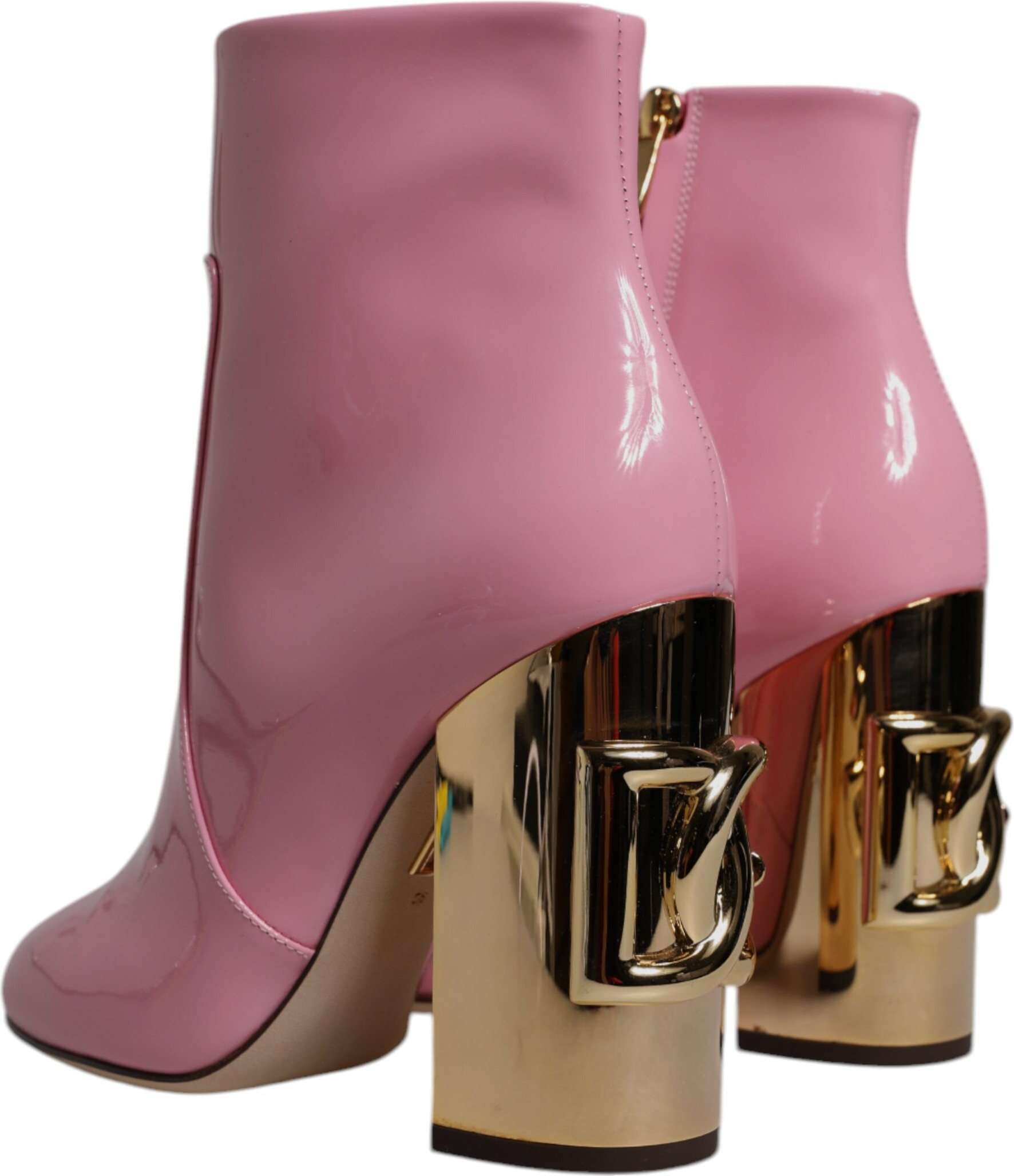 Pink Patent Leather Heel Mid Calf Boots Shoes Dolce & Gabbana
